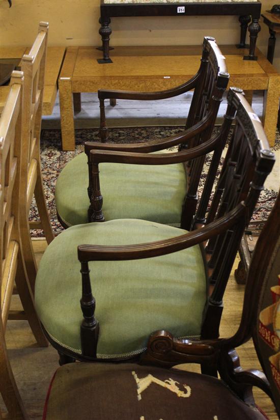 Pair of Regency mahogany lattice back carvers